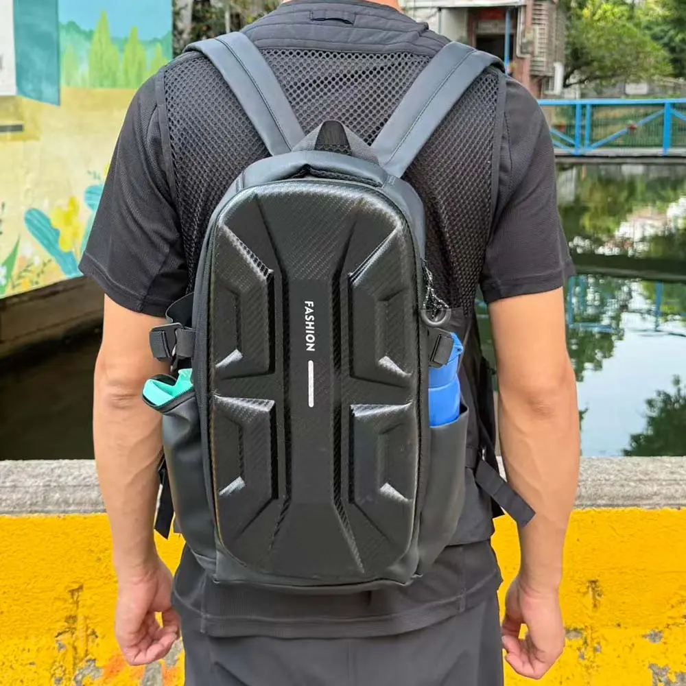 Men's Street Style Backpack, Hard Shell Functional Travel Handbag, High-Quality Waterproof Motorcycle Bag, Durable and Stylish, Trendy Backpack, Multi Functional Backpack, Outdoor Travel Backpack, Backpack For Travel, Multifunctional Travel Backpack