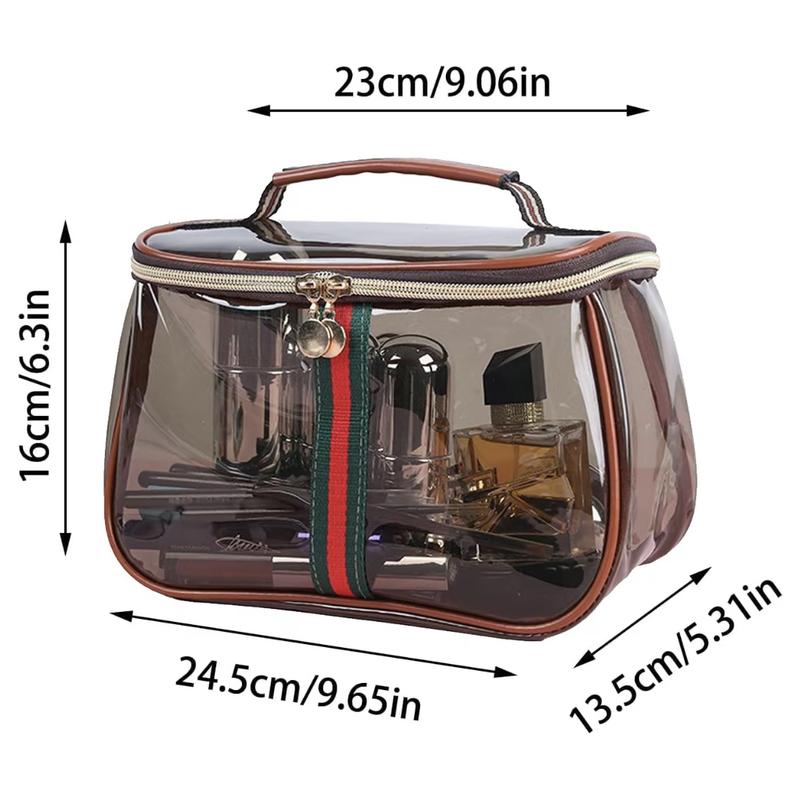 New Retro Vintage Vanity Bag, Clear Makeup Organizer with Handle, Large Capacity Water Resistant Cosmetic Toiletry Bag for Women, Travel Skincare Storage Case, Vintage Makeup Pouch