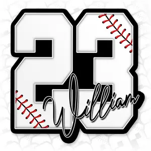 Personalized Baseball Softball Name Number Player Team Waterproof Vinyl Decal Sticker for Laptop Water Bottle Hardhat Gifts X