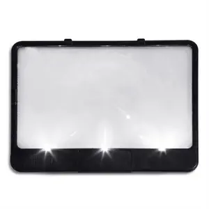 Candy Handheld Magnifying Glass - AS-SEEN-ON-TV Full Page Book Magnifier with Light, 3X Magnification, Optical Grade, Anti-Glare Black Design