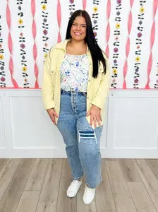 Saige Amanda Tummy Control Slim Straight Jeans - Medium Wash (Rigid, Button Fly, Distressed)