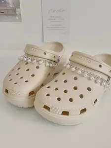 High-end holey shoes decorative chain Imitation pearl chain tassel pendant DIY garden shoes shoe flower decorative accessories Bling Shoe Charms