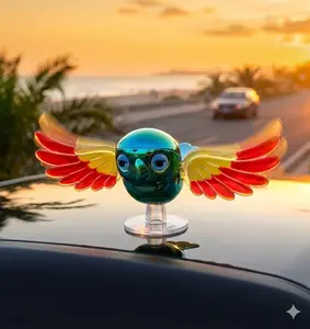 Wind-Driven Flapping Wing Bird Car Ornament, Waterproof Auto Exterior Decor for Roof, Hood, Motorcycles, Cute Shiny Decal for Helmets