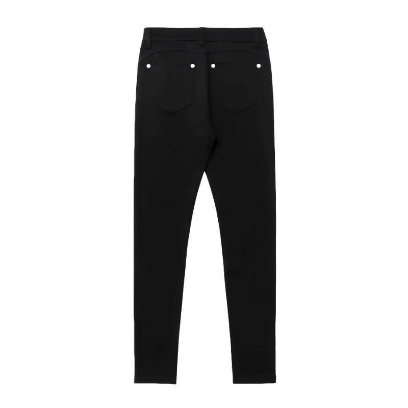 Women'S High-Waist Stretch Slim Fit Skinny Jeans in Solid Black - Elegant Rayon Denim with Button Detail, Medium Stretch, All-Season Wear