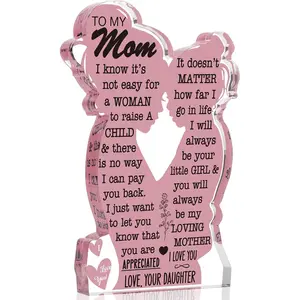 Mom Gifts from Daughter Christmas Gift for Mom, Mom Birthday Ideas Gift Cool Mother'S Day Gifts from Daughter Best Mom Ever Gifts New Mom Single Mom Christmas 2024 Acrylic Plaque Sign 5X3In TuSuQing