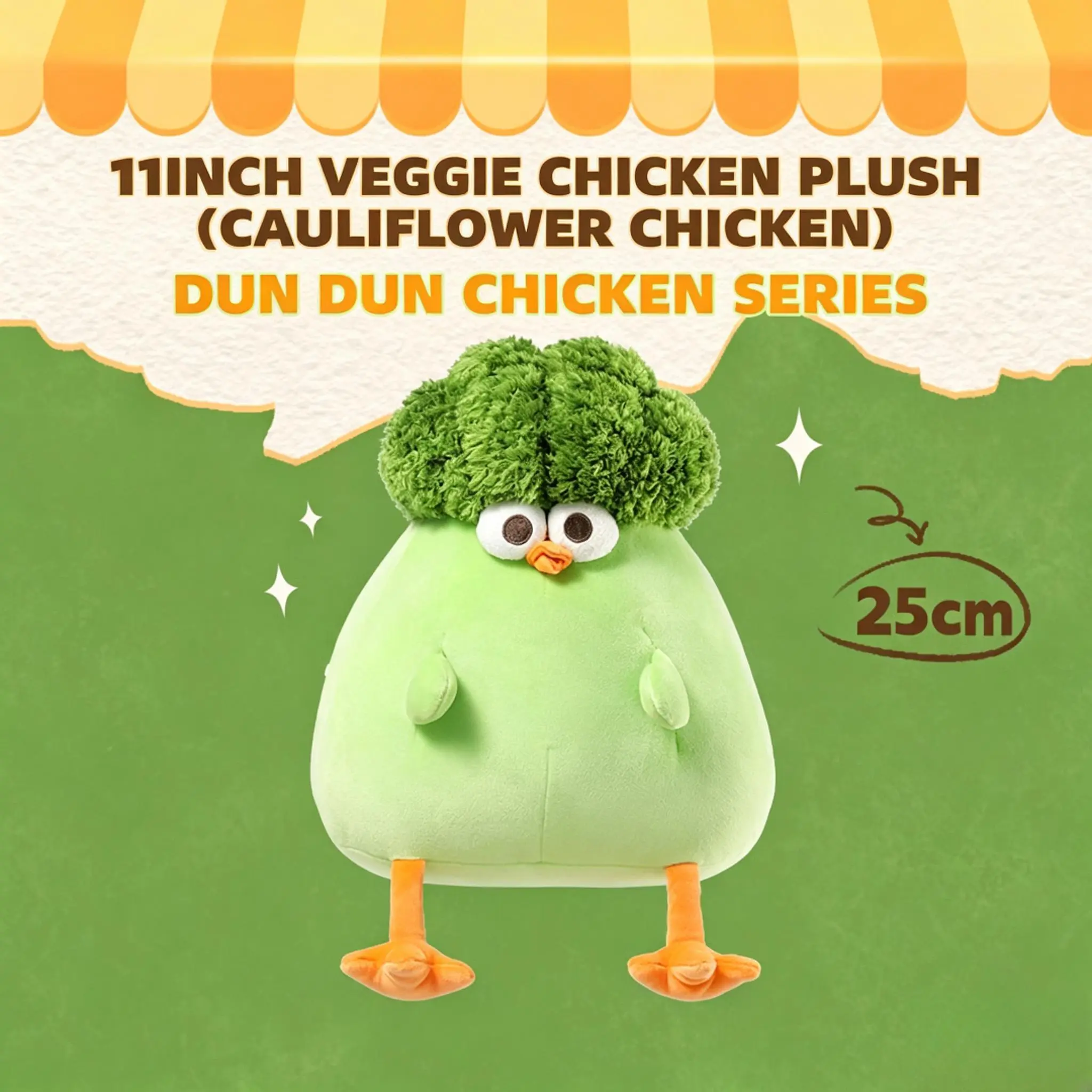 MINISO Dunde Chicken Series Cauliflower Chicken-Stuffed Collectible Doll, Soft Plush Polyester Unisex Toy for Ages 12+, Birthday Gifting