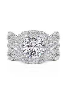 Square Zirconia Double-Layer Pavé Ring Two-Piece Set, Luxurious High-End Unique Design, Perfect Jewelry Gift for Anniversaries, Weddings, Banquets, and Festive Occasions