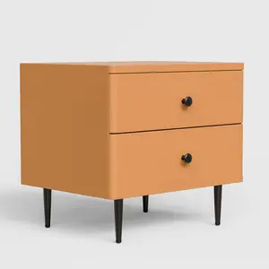 20'' Orange Color Modern Minimalist Nightstand Wooden Side Table with 2 Storage Drawers for Bedroom modern bedside bed  tables wood nightstand bed side table