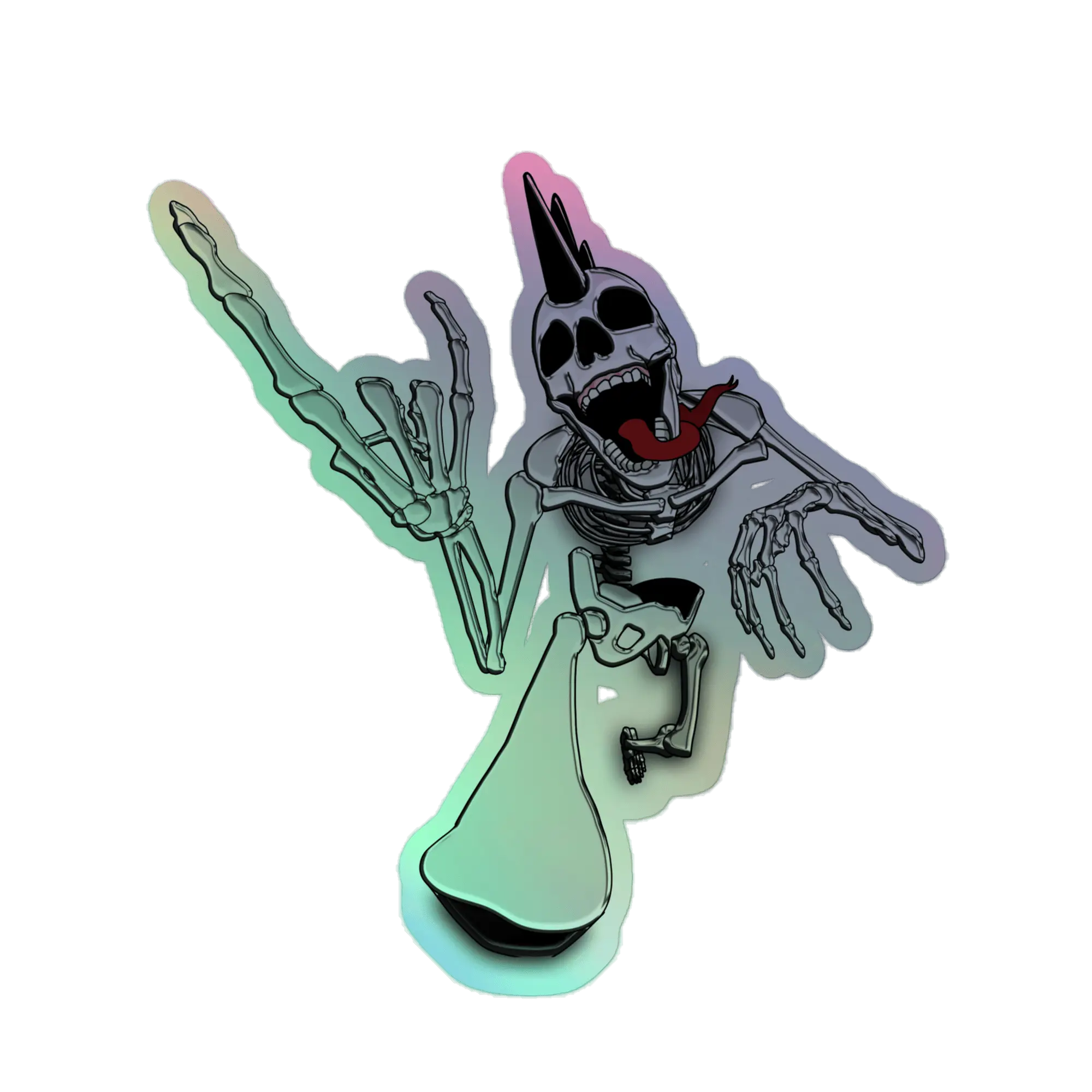 Punk Rock Skeleton Holographic Sticker