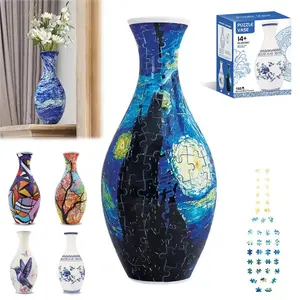 3D Puzzle Vase Kit, DIY Artisan Craft Gift, Ideal for Home Decor & Office Use, Collectible Quality Design, Suitable for Ages 14+, No Glue Needed, Artwork, Puzzle Pieces