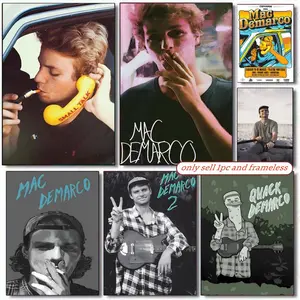 Singer Mac DeMarco Poster HD Waterproof Self-Adhesive Art Vibrant Vintage Wall Art Print for Living Room Bedroom Bar Parlor Home Decor Gift Fade-Resistant Easy-Apply Durable Dly Artwork Multiple Sizes, High Definition, Easy to Apply & Clean
