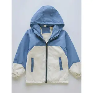 (New)Boys' Fleece-Lined Windbreaker Jacket for Older Kids, a New Style for Spring And Autumn 2024,  Casual Wear