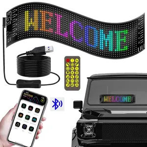 LED Display Programmable, LED Scroll Sign with Bluetooth App Control, Flexible USB 5V Scoreboard, Personalised Flexible LED Display for Car, Truck, Shop, Bar, Hotel