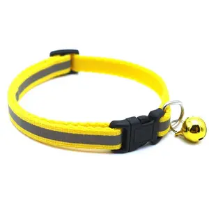 Black Buckle Reflective Collar Patch Bell Collar Pet Dog Collar Cat Collar Bell, Pet Reflective Cloth Collar Reflective Cat Dog Collar Bell Collar Pet Light Collar