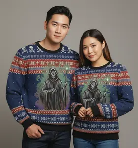 Grim Reaper “Pop-Pop” Ugly Christmas Sweater – Spooky Grandpa Edition Ugly Sweater