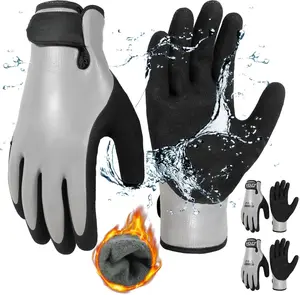 HANDLANDY Waterproof Work Gloves for Cold Weather Insulated Winter Freezer Work Gloves with Grip for Men & Women Thermal Lined & Durable Full Hands Sanded Coating