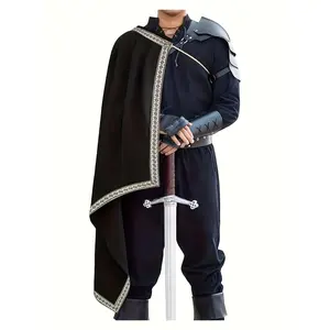 Medieval Shawl New Cruciform-Medieval Vintage Shawl Renaissance Half-Cape for LARP Halloween Performance Costume Versatile Warrior Ensemble with Intricate Trim