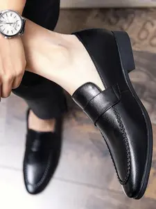 Men's Business Style Formal Solid Color Classic Pointed Toe Loafers, Fashionable Casual Comfortable Lightweight Slip-on Shoes for Work Office, Male All-match Shoes for Daily Wear