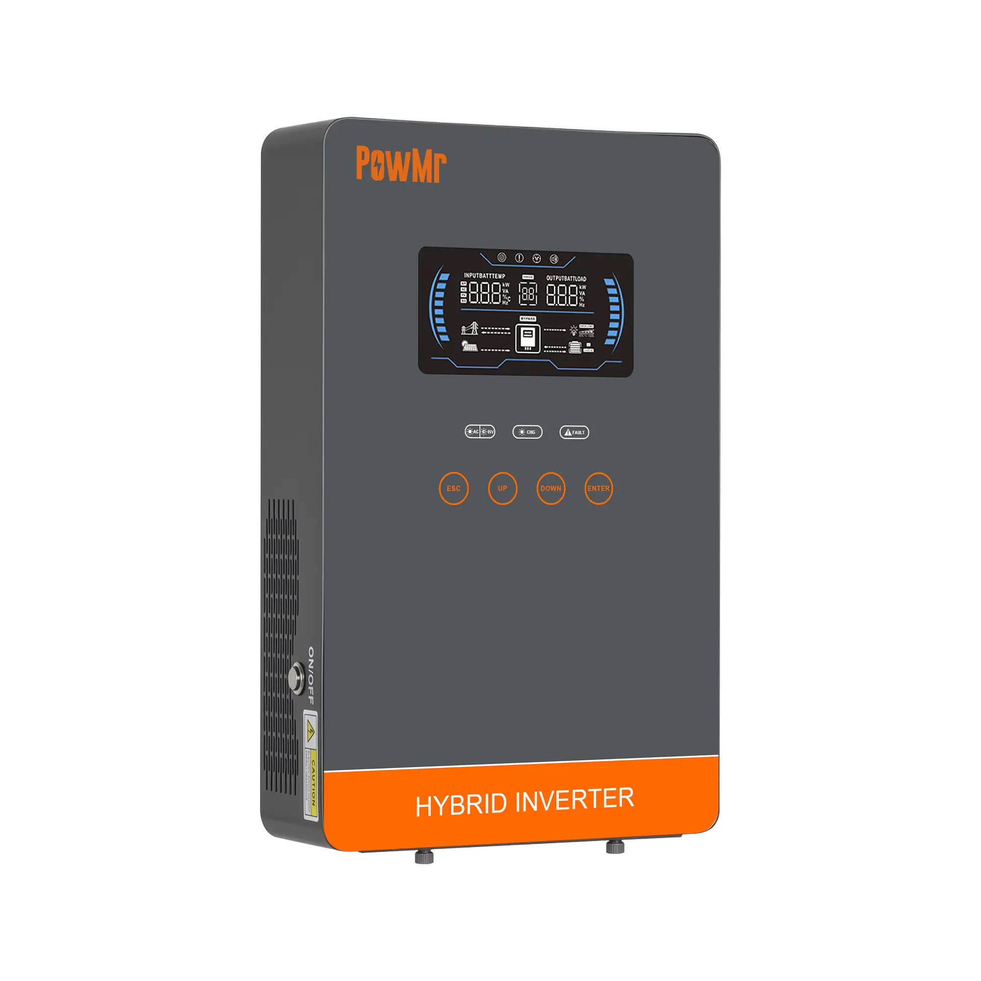 PowMr 4000W Hybrid Solar Inverter Charger - 24VDC to 110VAC Pure Sine Wave, 140A High-Efficiency MPPT, 500VDC Max PV Input (4200W), 6.25-Inch LCD Touch Display, Energy Efficient Inverter for 24V Lead-Acid/Li Batteries, RV Off-Grid Systems, Home Power Inve