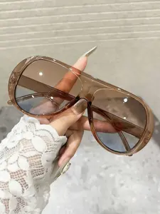 Fashional Vintage Oversize Frame Sunglasses, 1 Pair Set, Large Square Glasses. All-match Casual Accessory for Outdoor Activities, Trendy Design for Women men