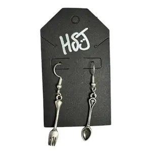 Spoon and Fork Earrings - Simple Design with Metallic Finish, Single Earring Set