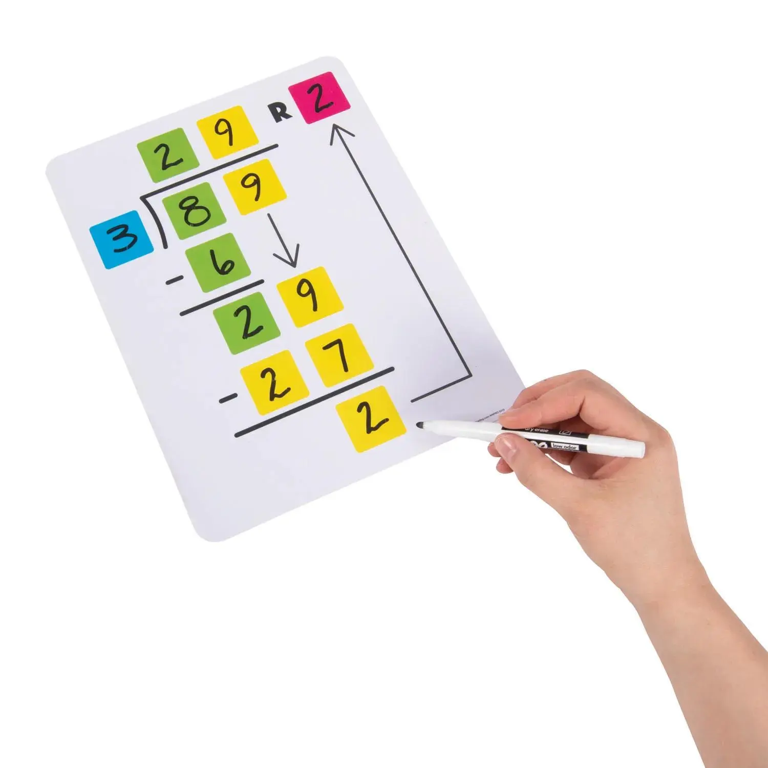 8x11 in Color-Coded Reusable Long Division Dry Erase Boards - 10 Pcs, for Math Practice, Ideal for Students