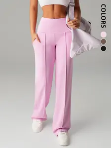 Women's High Waist Side Pocket Leggings, Athleisure Fitness Leggings, Casual Sporty Yoga Pants, Comfortable Fitness Bottoms, Perfect for Gym and Daily Wear