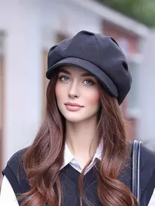 Women's Solid Color Beret, Fashion Matching Hat, Vintage Retro Style Beret Hat for Fall & Winter, Fashion Accessories for Women