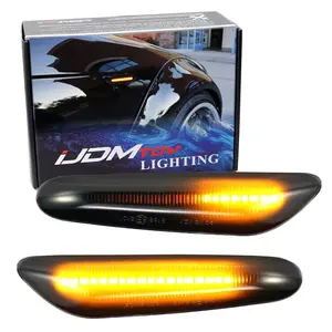 iJDMTOY Euro Smoked Lens Amber 18-SMD Sequential Flash LED Front Side Marker Blinker Lights For BMW 1 3 5 Series, etc