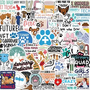 Veterinary Themed Sticker, 1 Set Cute Cartoon Animal Pattern Decorative Sticker, Waterproof Self Adhesive Decor Paper for Gift Greeting Card & Water Bottle & Laptop, Graphic Decal, Waterproof Stickers
