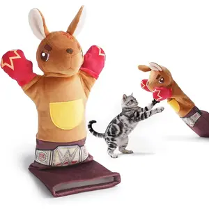 Cat Wrestling Toy, 22-Inch Kangaroo Puppet with Catnip Pouches & Treat Pocket, Reinforced Protective Glove for Kicking & Kicks, Bonding Toy for Cats of All Ages