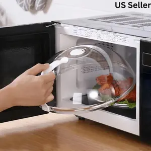 Microwave Splatter Guard, 1 Count Clear Reusable Heat Resistant Microwave Food Cover, Kitchen Supplies Bowl Handheld  Tin Silicone  Utensil Jar