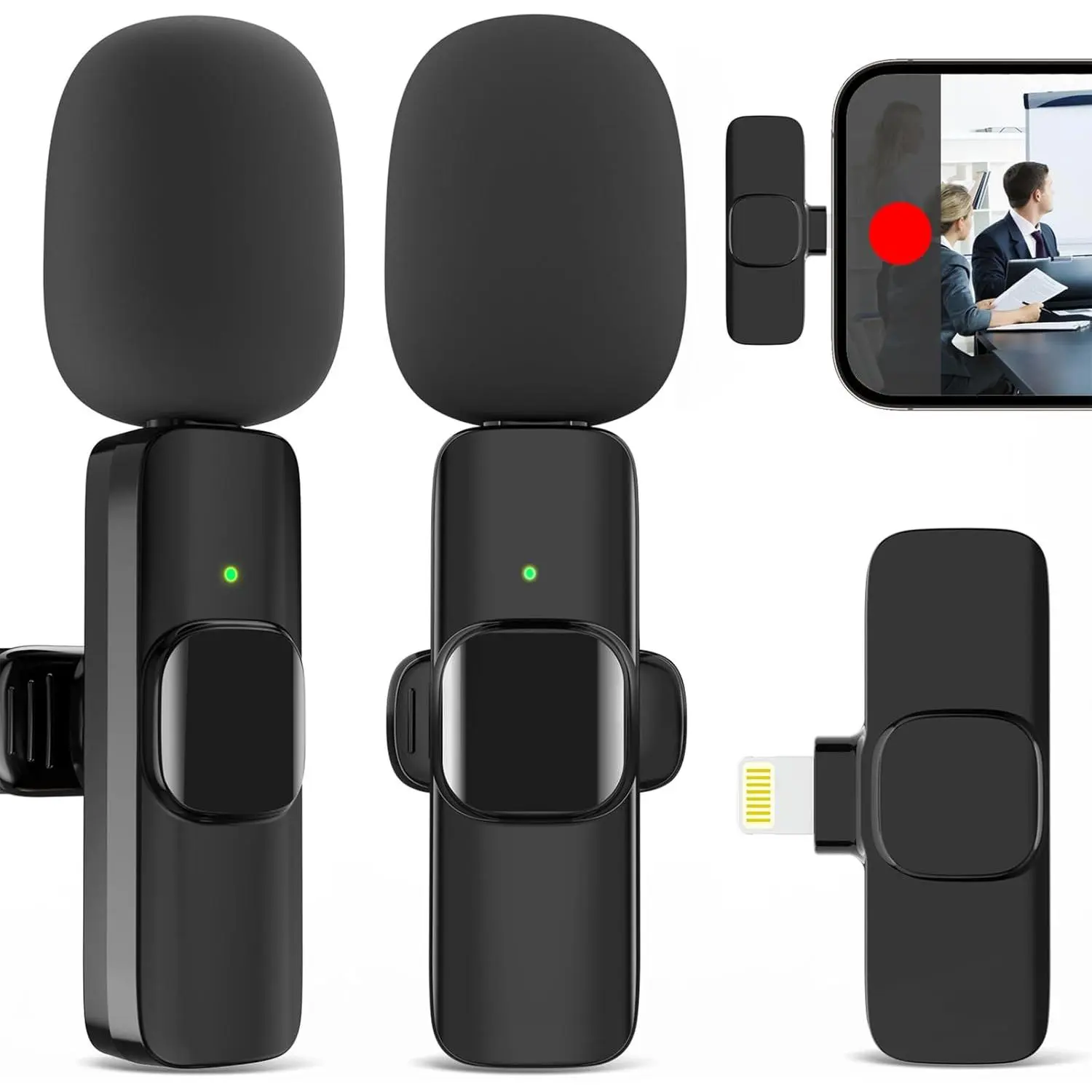 2 Pack  Lavalier Microphone for , Professional Lapel Mics,  Mic Plug-Play, Lapel Microphone for Video Recording Interview Vlog YouTube (for  14 and Below)