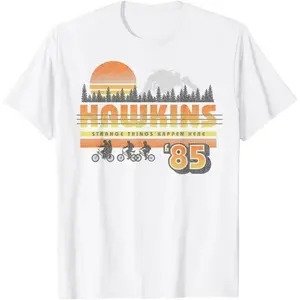 100% Cotton Ultra Soft & Cozy "Hawkins '86" Stranger Things Retro Tee | Strange Things Happen Here Essential plus  size  top comfort shirt