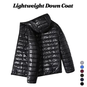 Men’s lightweight down jacket with zipper, available in multiple solid colors—a slim outerwear piece suitable for seasonal transitions, business casual outfits, city walks, road trips, and layering. Father’s Day Gift Long Sleeve Jacket