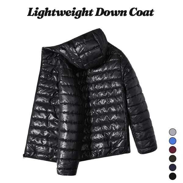 Men’s lightweight down jacket with zipper, available in multiple solid colors—a slim outerwear piece suitable for seasonal transitions, business casual outfits, city walks, road trips, and layering. Father’s Day Gift Long Sleeve Jacket