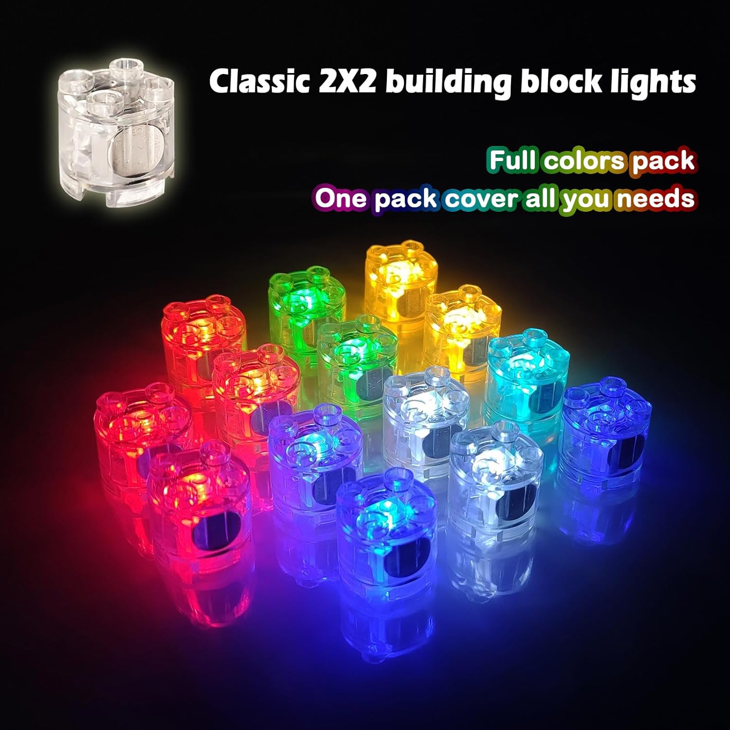 LYBMTWFLED Building Block Lighting Accessory Set — Classic Transparent Blocks, Battery-Powered LYBMTWFLED Building Block Lighting Accessory Set — Classic Transparent Blocks, Battery-Powered