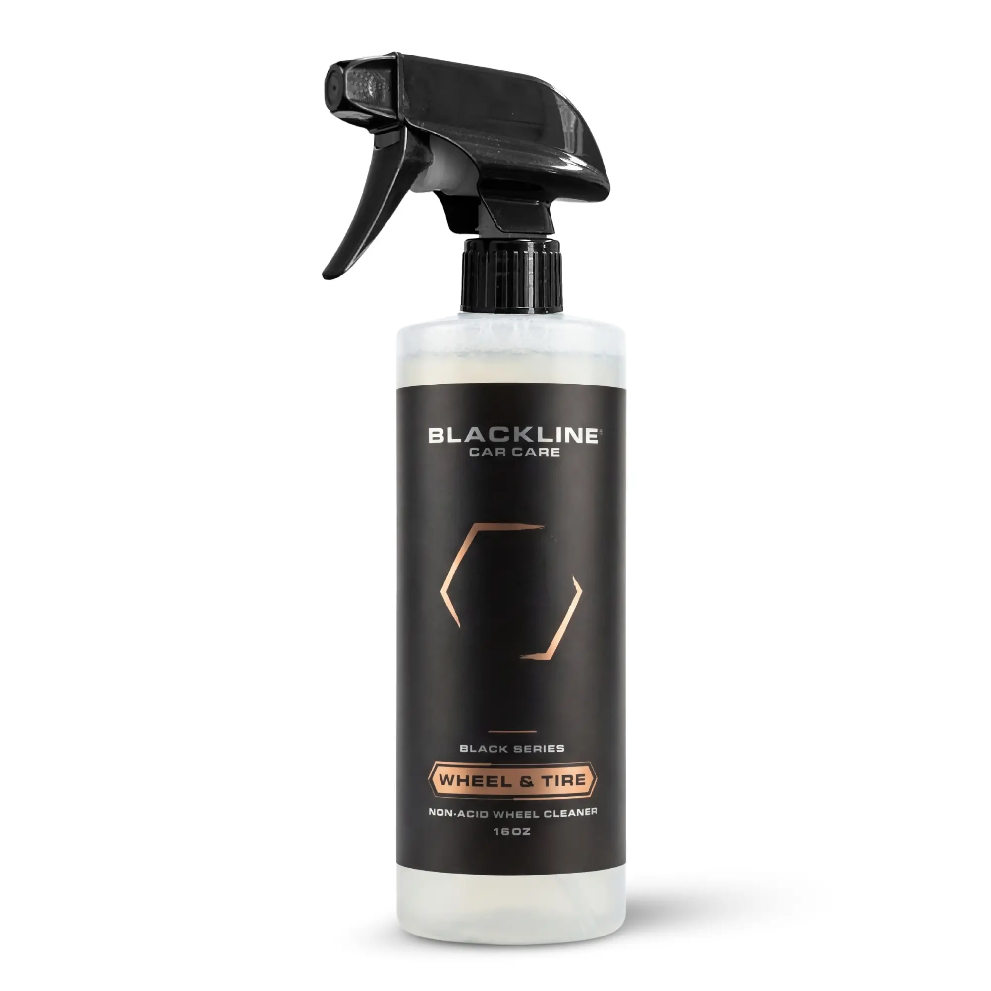 BLACKLINE Wheel and Tire Cleaner - 16 oz Powerful Car Cleaning Liquid, Brake Dust Removal, Grime Melts Fast, Deep Clean for Road Debris Automotive Detailing Fluid