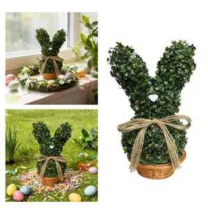 Charming Faux Bunny Topiary Tree Green Decor for Home Office Without Basket[1.13]
