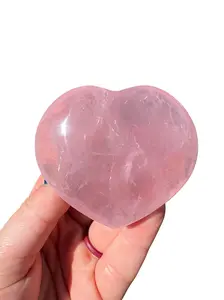 Rose Quartz Heart Polished Crystal - Heart Chakra Stone - Polished Crystal Heart - Pink Heart Shaped Crystal