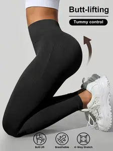 Women's Seamless Yoga Pant, High Waist Tummy Control Butt Lifting Workout Pants, Athletic Pants, Four Way Stretch Anti-Show Compression Fitness Tight, Gym Running, Workout Leggings