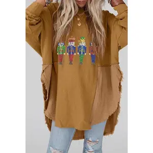 Sequin Nutcracker Long Sleeve Slit Sweatshirt