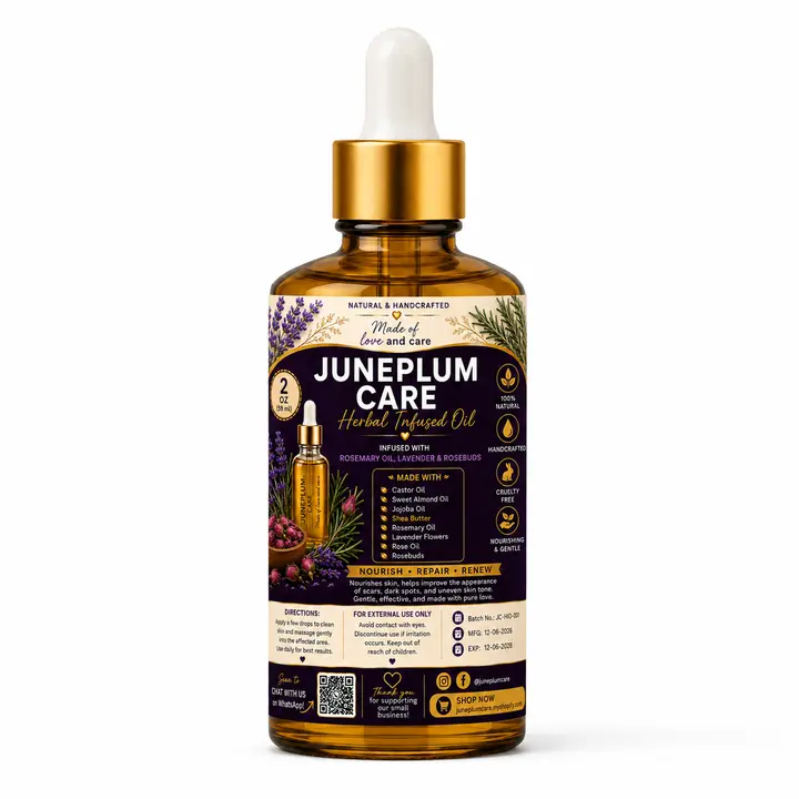 Juneplum Care Herbal Infused Body Oil (4oz/2oz) - Fast-Absorbing Glow Oil, Natural Moisturizer for Dry Skin