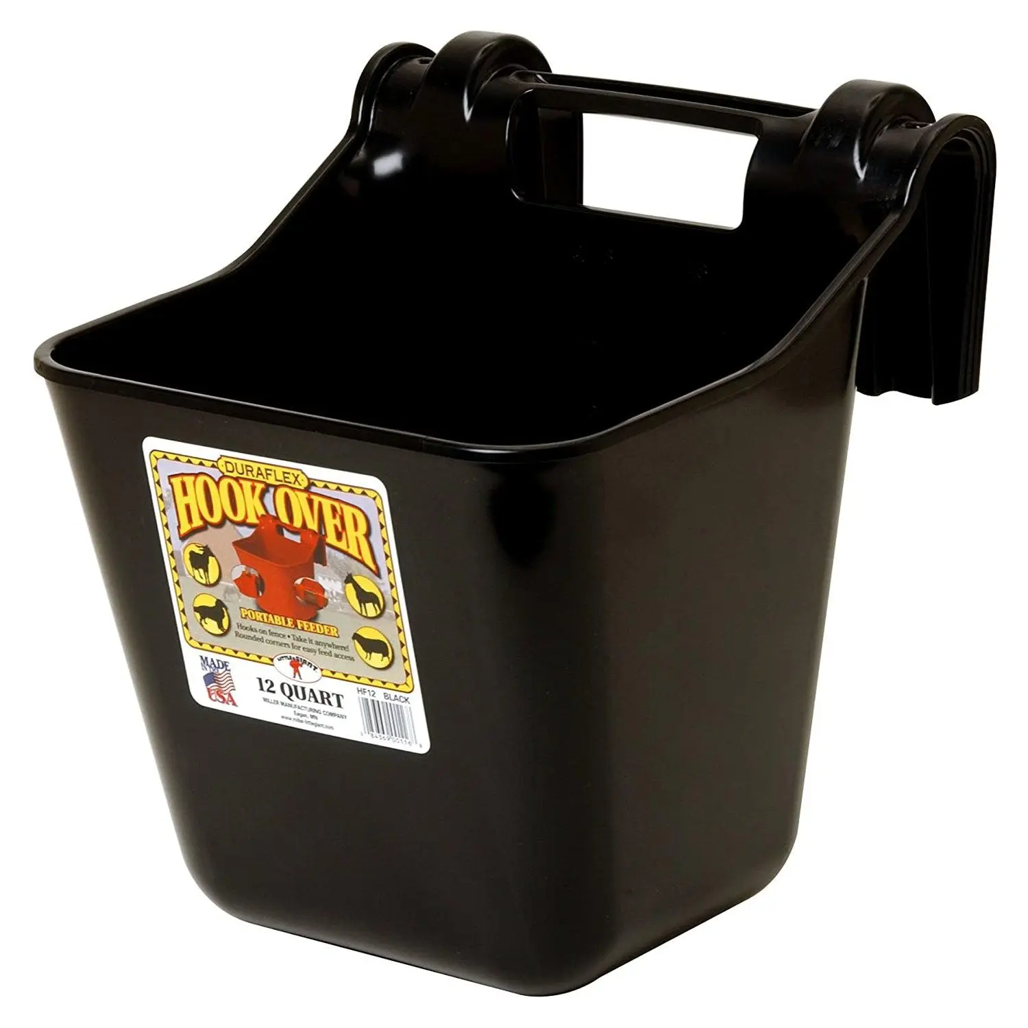 Little Giant HF12BLACK Heavy Duty 12 Quart Mountable Plastic Hook Feeder, Black