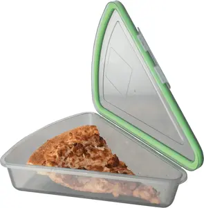 MyGo Container Pizza Slice To-Go Compartment Container, 9-1/4" X 8-1/4" X 2-1/2", Reusable, Microwave Safe, NSF Certified, Smoke/Green