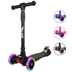 Scooters for Kids Age 3-5, Kick Scooter for Boys Girls Toddlers, 4 Adjustable Height, AEBC-9 Bearing, 3 Light Up Wheels, Lean to Steer, Outdoor Activities for Children from 3 to 12 Years Old,Black