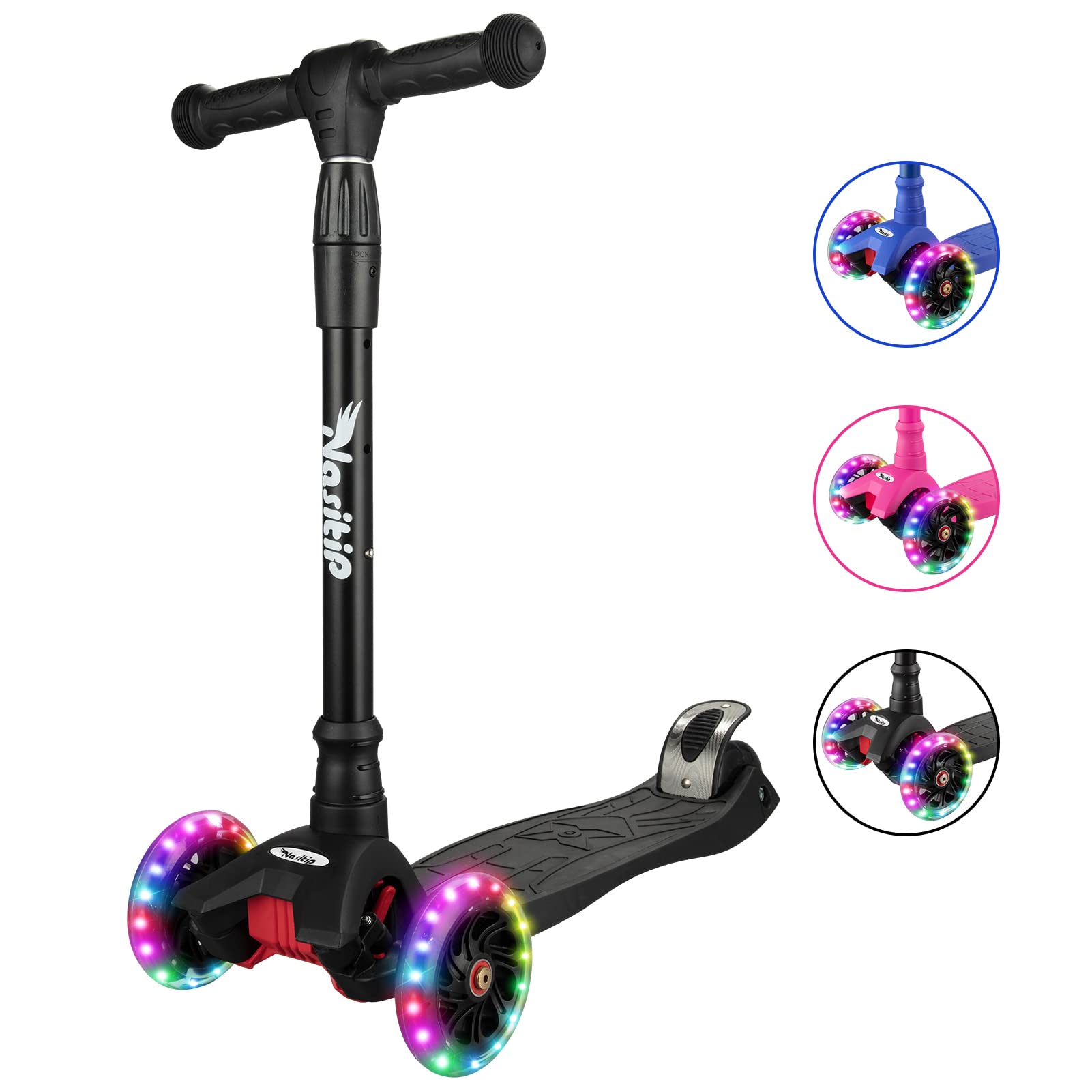 Scooters for Kids Age 3-5, Kick Scooter for Boys Girls Toddlers, 4 Adjustable Height, AEBC-9 Bearing, 3 Light Up Wheels, Lean to Steer, Outdoor Activi