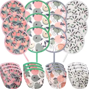 12 count Abstract Styles Foldable Flying Disc Fans with Bag, Handheld Cooling Fan Folding for Wedding Fun Birthday Party Summer Outdoor Activity  Portable, 4 Patterns(Tropical )