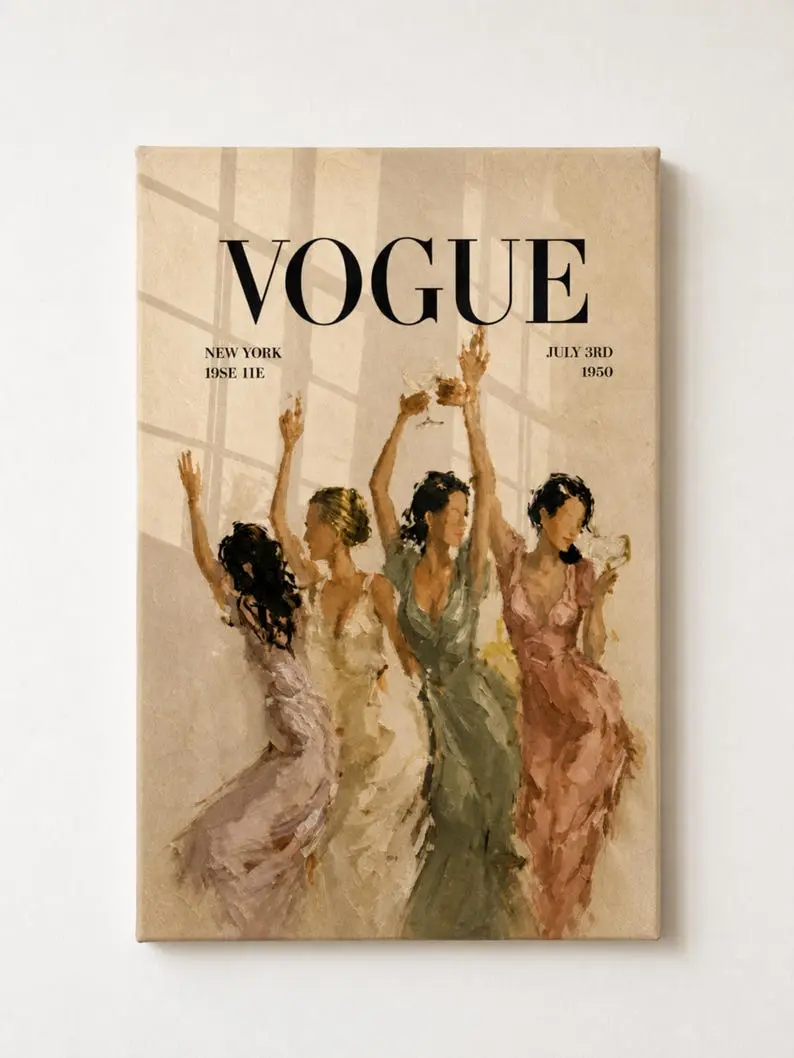 Vintage Dancers Print Poster, Fashion Magazine Inspired Art