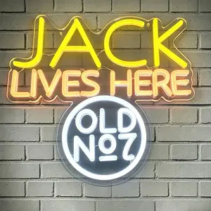 Wall-Mounted Jack Lives Here LED Neon Sign, USB-Powered Dimmable Wall Decor Light, Acrylic Material, Ideal for Gaming Rooms, Parties, Bars